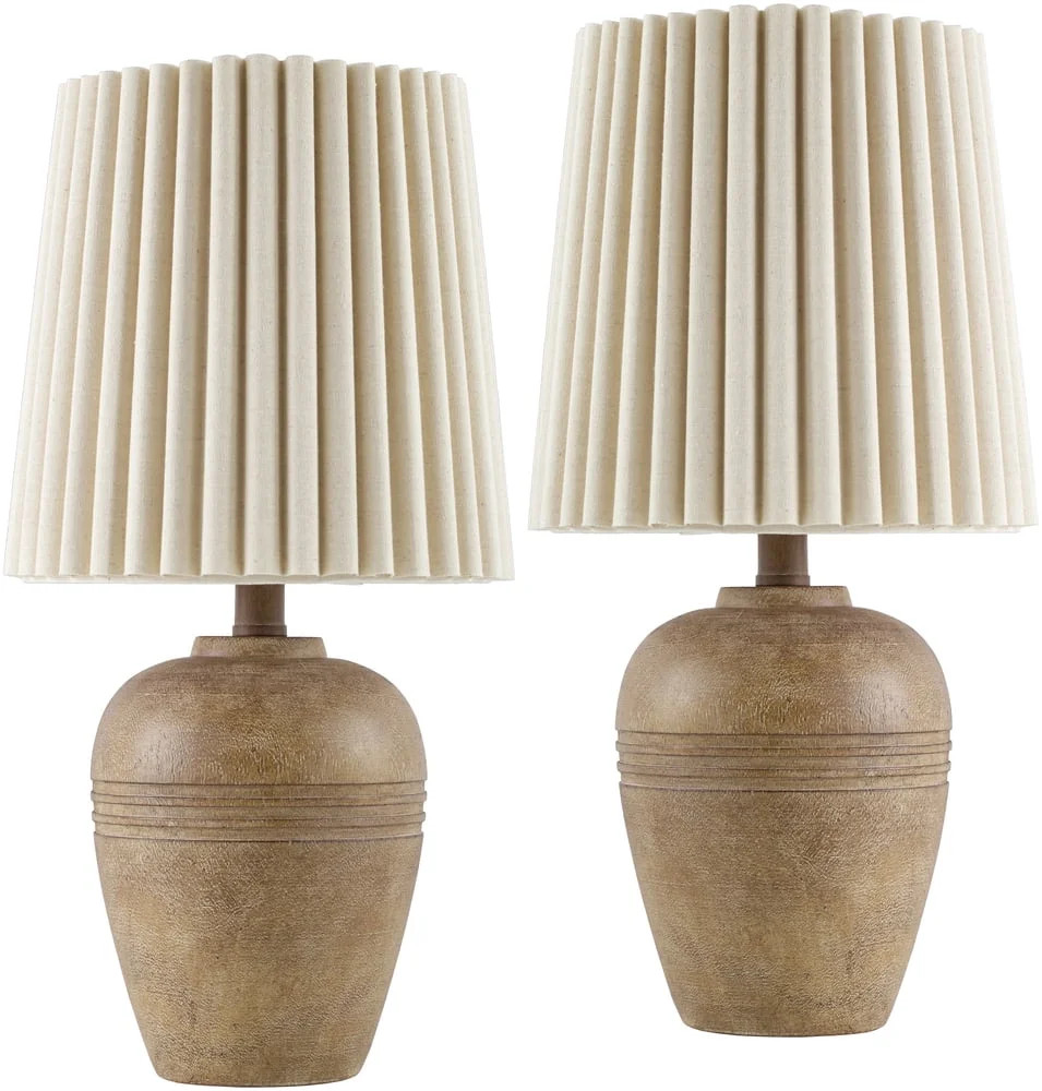 Livabliss Kakisa Traditional Accent Table Lamp, 19-inch, Brown with Wheat Shade (Set of 2) | Walmart (US)