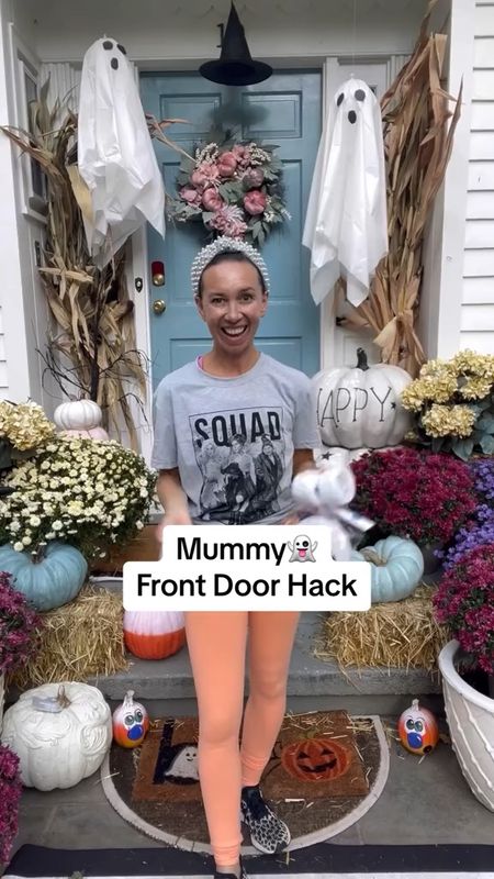 Mummy front door hack! All you need is white streamers and two sticky eyes! I have included these below to make it as easy for you guys!!  #halloween #decor #diy

#LTKhome #LTKSeasonal #LTKFind