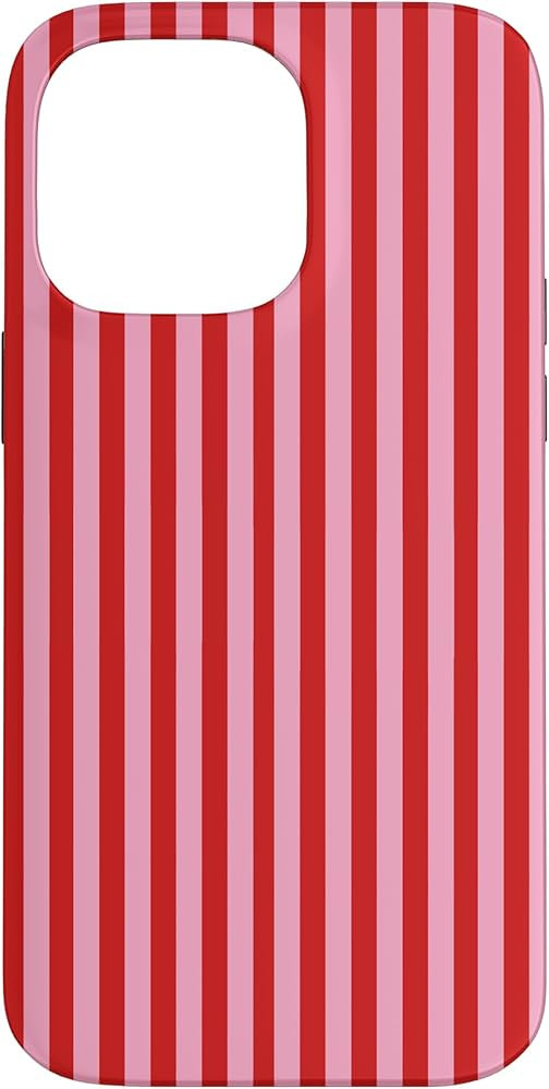 iPhone 14 Pro Max Cute Red and Pink Stripes Red Violet Purple Pink Pattern Case | Amazon (US)