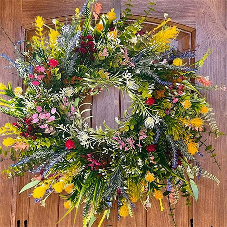 Fankiway Home Decor Spring Wreath On The Outdoor Front Door Welcomes Summer Flowers, Weather Proo... | Walmart (US)