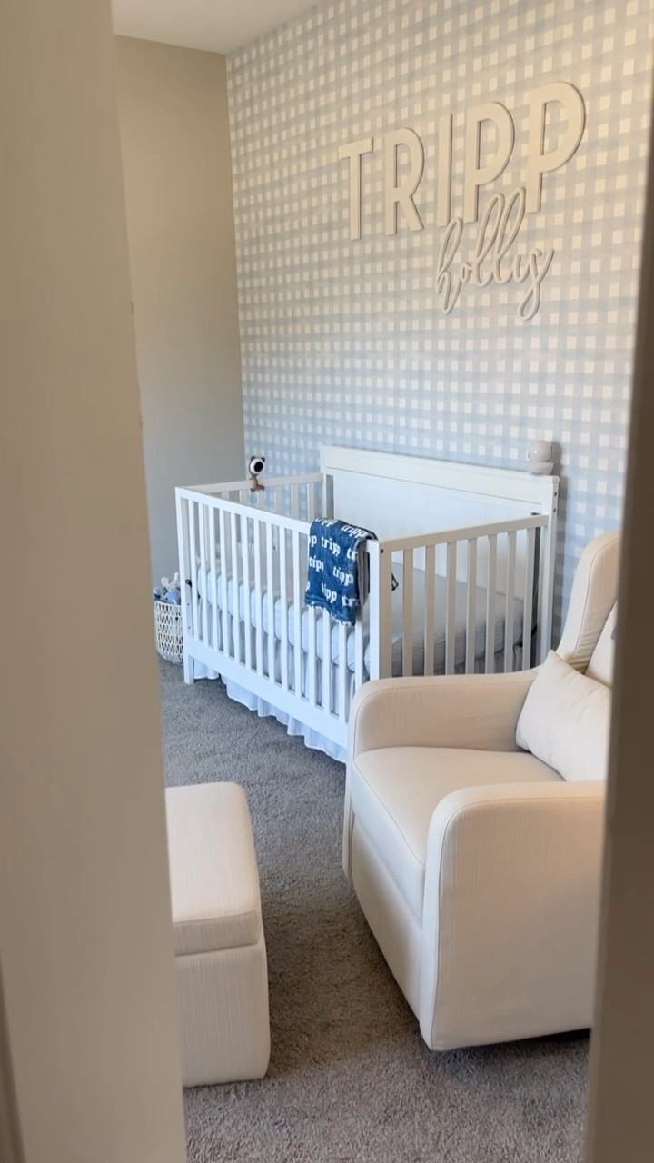 Tripp’s nursery reveal is finally live! I linked up as many products as I could here. I will also create a separate folder in my LTK with even more products!

Click below to shop and comment below any questions!

•Caden lane blanket: shade Sapphire in block font
•Monogram name sign: first name: TRIPP-daffodil font
middle name: hollis-lavender font
Big frames: 16x24
White shelves: 12in

Click below to shop!

Wallpaper | gingham | nursery | monogram | accent wall | crib | rocker | monitor | letters | name 


#LTKStyleTip #LTKBaby #LTKHome
