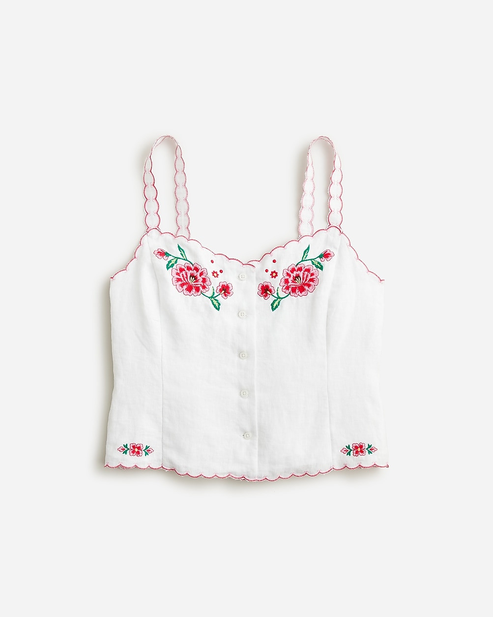 Embroidered tank top in linen | J. Crew US