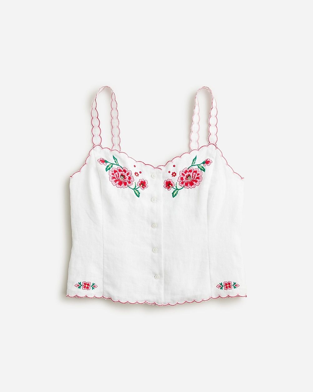 Embroidered tank top in linen | J.Crew US