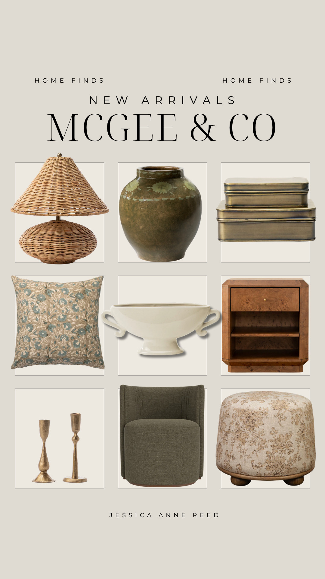 A few recent finds from McGee & Co. that feel timeless, thoughtful, and collected. 🤍 Mcgee & Co fall home finds. Rattan lamp, accent furniture, end table, pillows, ottoman, metal boxes, storage bins, candlesticks, gold home decor. From cozy textures to beautiful details, these are the pieces that add warmth and character to a home. 

 #LTKSeasonal #LTKHome