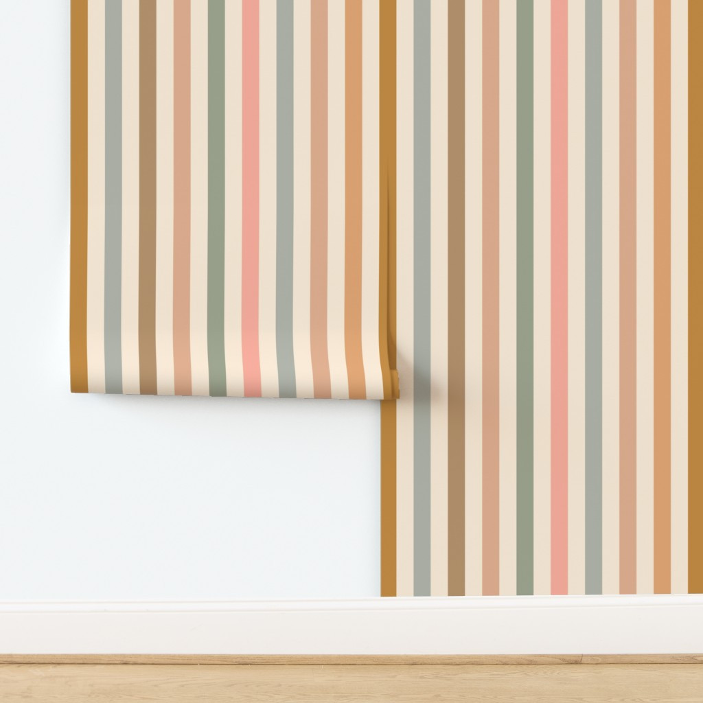 Soft dusty boho stripes in vintage tones baby / nursery / / baby quilt / Wallpaper | Spoonflower | Spoonflower