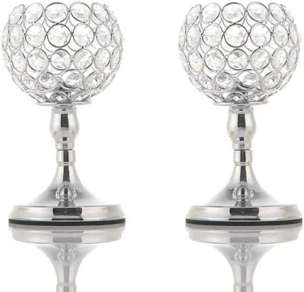 VINCIGANT Silver Crystal Bowl Candle Holder Sets for Dining Room Decorative Centerpieces,Modern H... | Amazon (US)