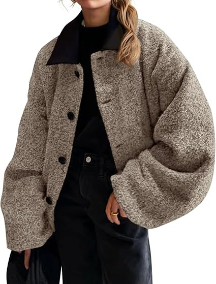 Cicy Bell Womens Oversized Fuzzy Fleece Jacket Button Down Patchwork Collar Sherpa Coats Fall Out... | Amazon (US)