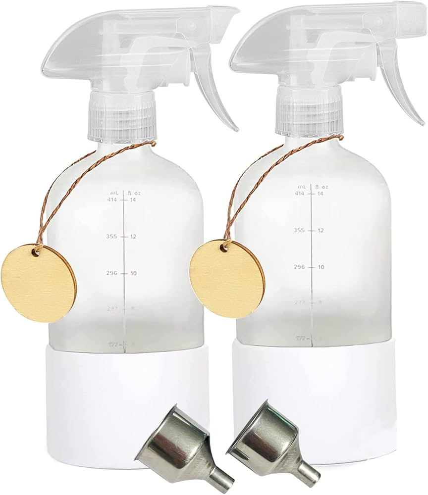 Frosted Glass Spray Bottles with Silicone Sleeve, 16oz Refillable Containers with Mist and Stream... | Amazon (US)