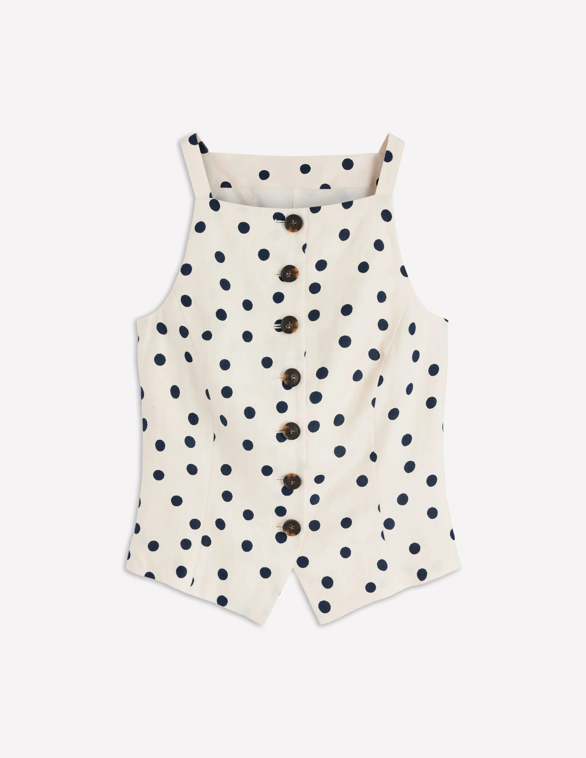 Square Neck Linen Waistcoat-Ivory, Painted Dot Spaced | Boden (US)