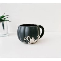 Silver Leaf Pumpkins, Matte Black Mug, Squash Harvest, Fall Autumn, Halloween Cup, Tea Coffee, Pumpkin Spice Latte, Hot Chocolate, Winter | Etsy (US)