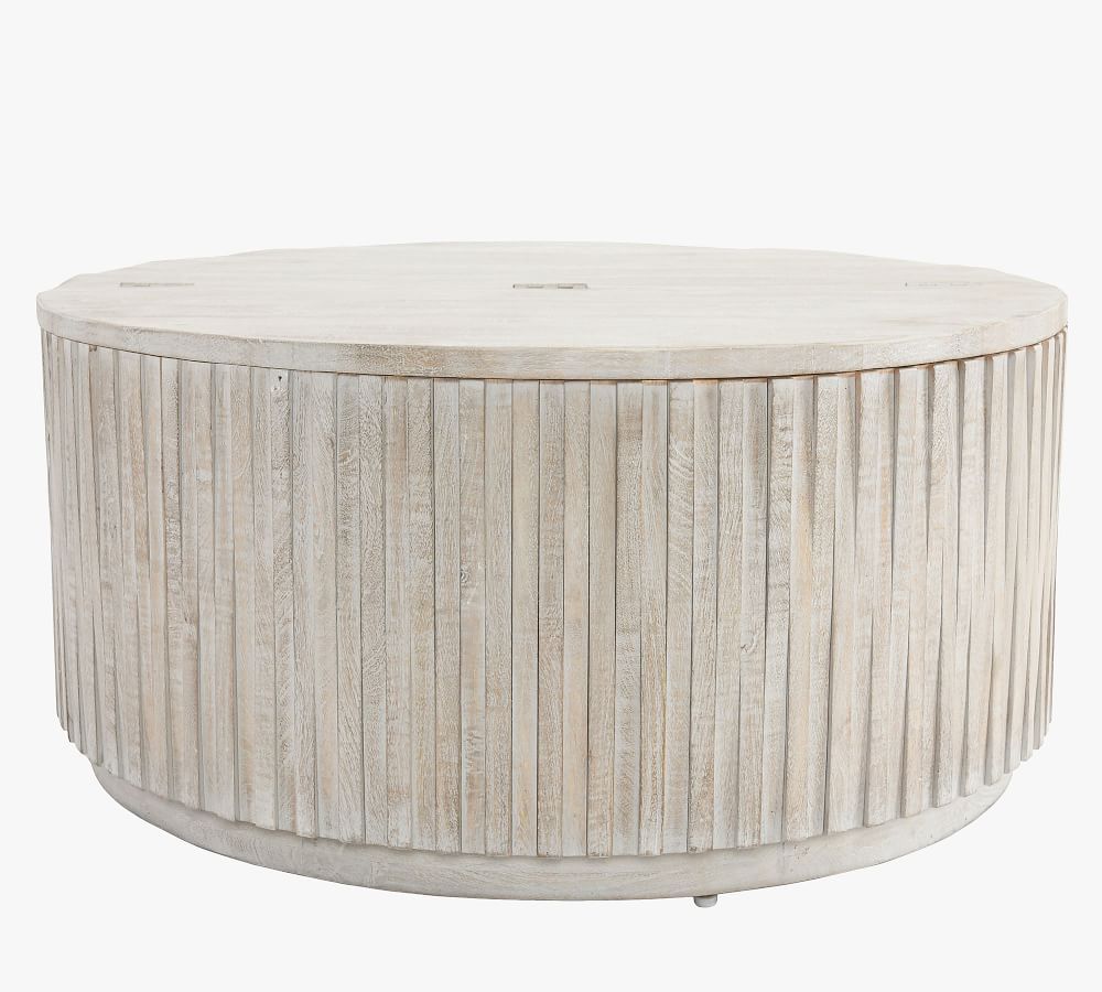 Coloma 40&amp;quot; Round Storage Coffee Table, Light Gray | Pottery Barn (US)