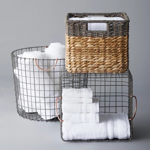 Seagrass Rectangular Wicker Storage Basket with Gray Trim 11"x14.5" - Threshold™ | Target