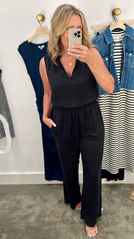 Black jumpsuit for women over 40, over 50 vacation outfit, date night outfit, resort wear, flattering black jumpsuit, over 40 work wear, over 50 casual outfit idea, packing for vacation, over 50 casual outfit idea 

#LTKover40 #LTKSeasonal #LTKtravel