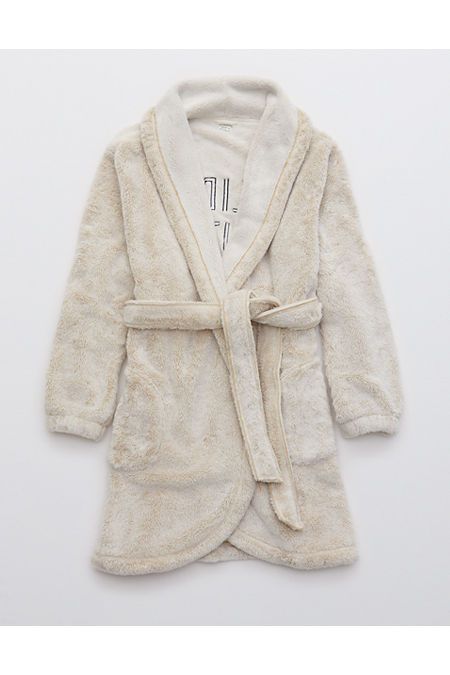 Aerie Sherpa Robe Women's Soft Oat X-Small/Small | American Eagle Outfitters (US & CA)