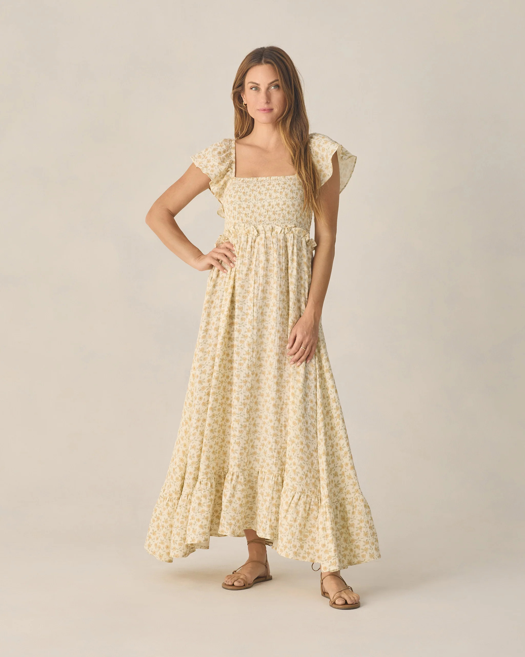 Women's Francesca Dress Yellow Floral | Rylee + Cru