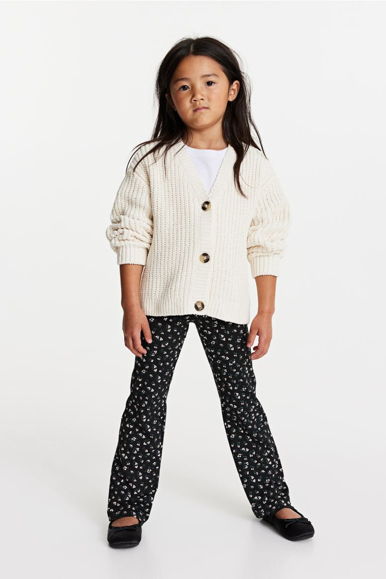 Flared Leggings - Black/floral - Kids | H&M US | H&M (US + CA)