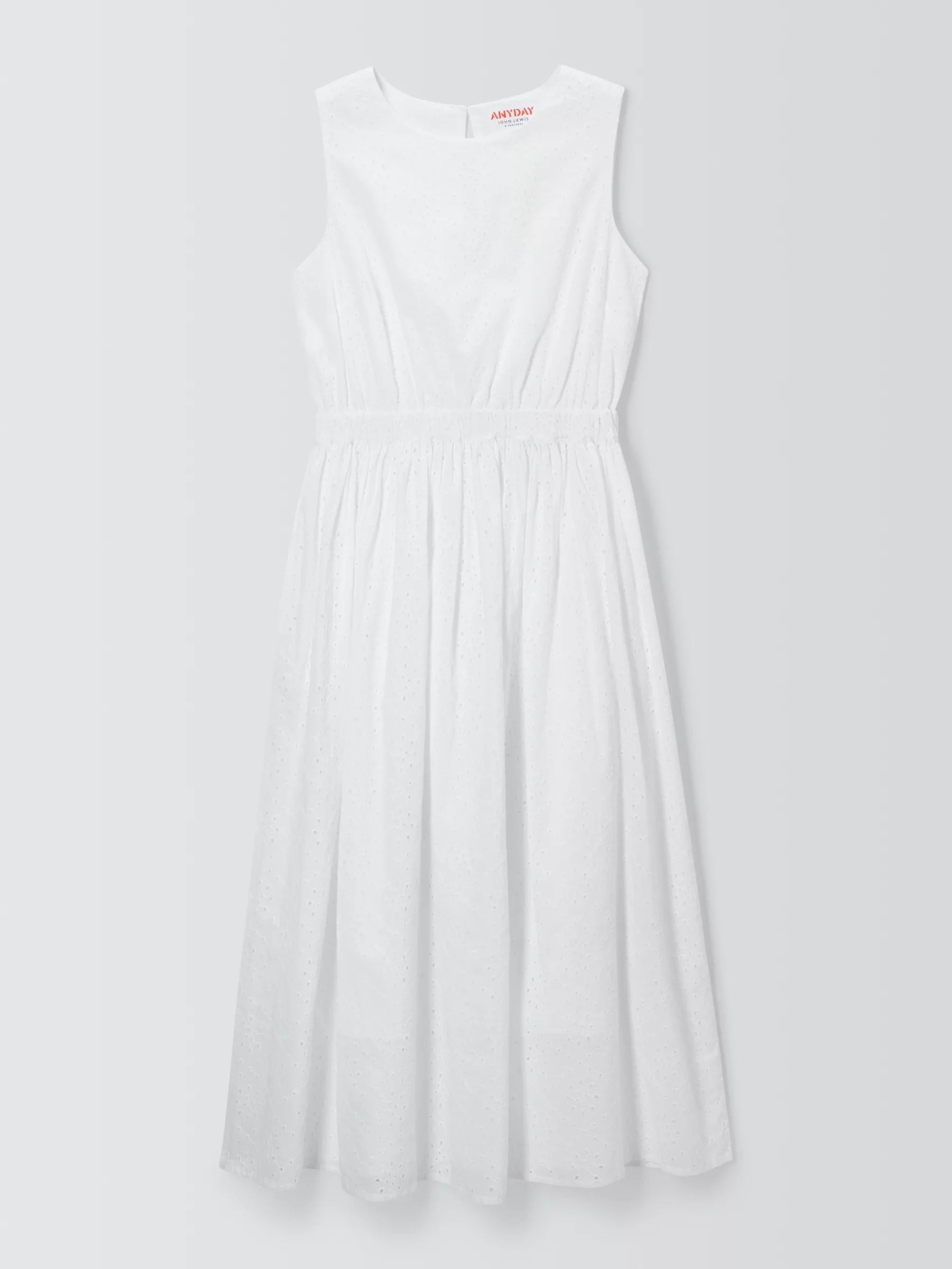 John Lewis ANYDAY Broderie Dress, White | John Lewis (UK)