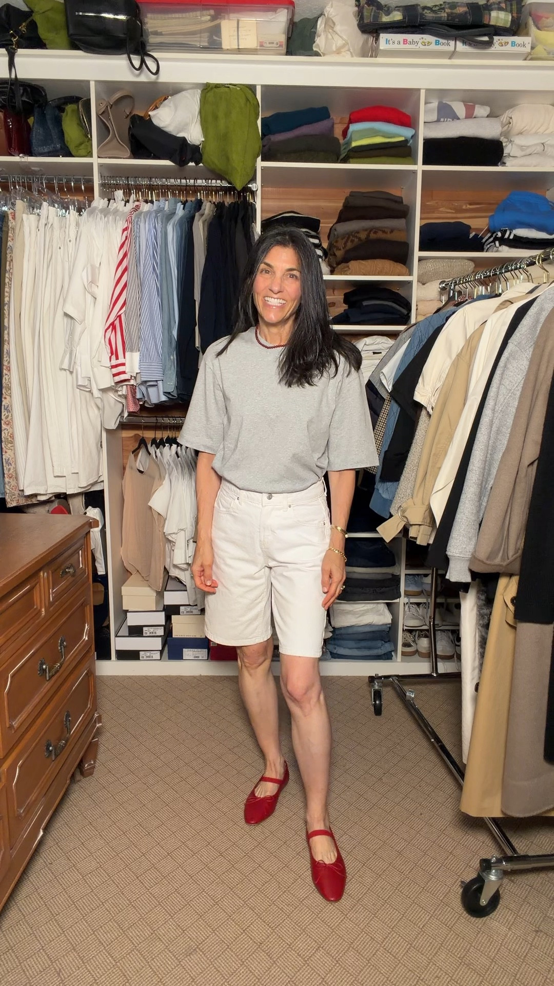 Bermuda shorts, a t shirt- and some shoe options 