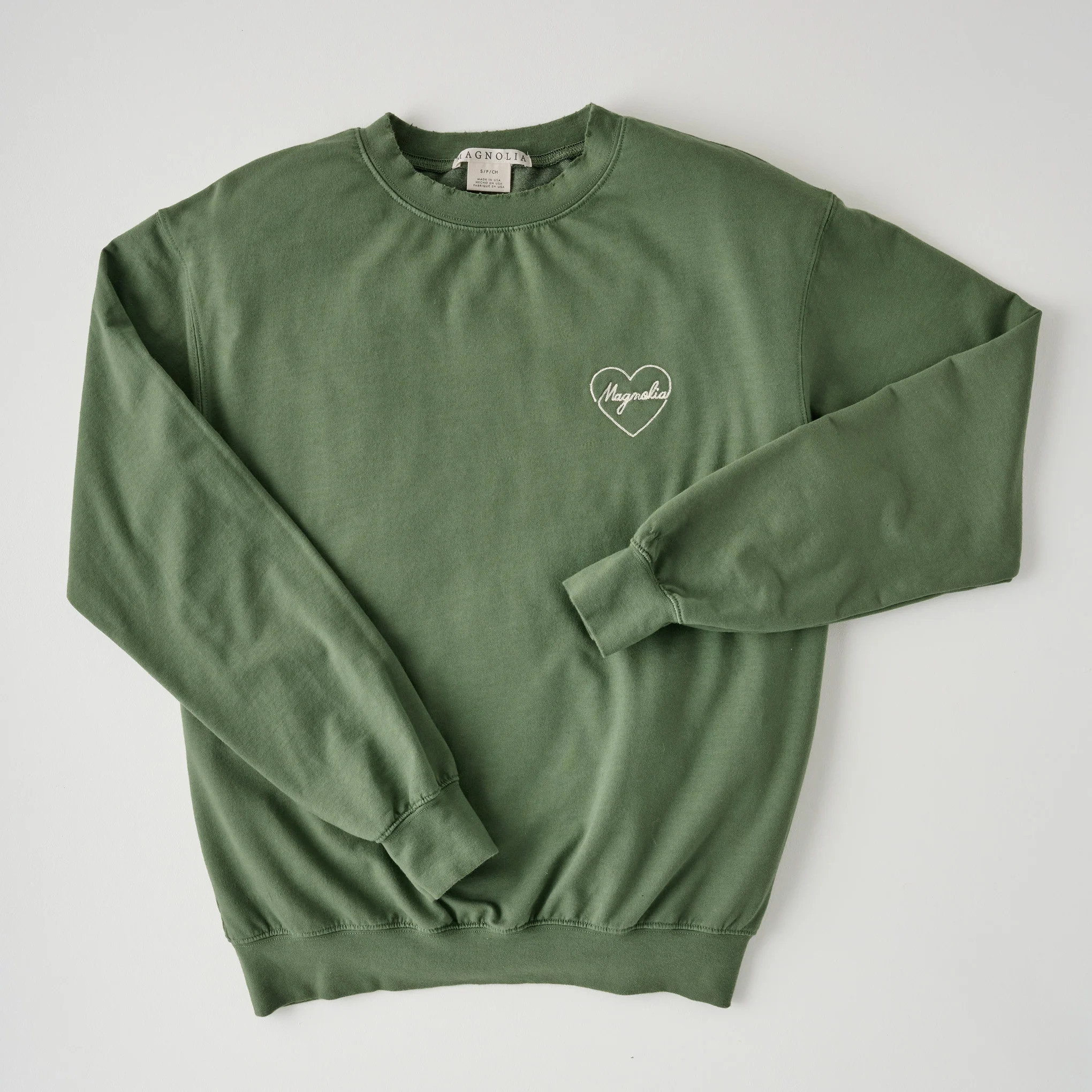 Embroidered Heart Sage Sweatshirt | Magnolia