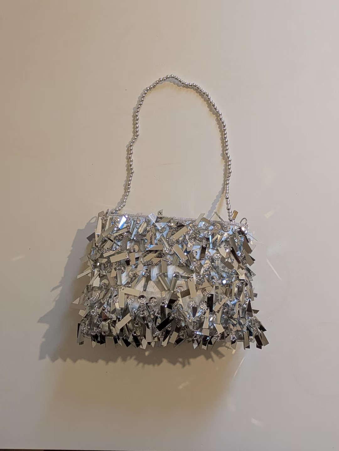 Silver Sequin Fringe Clutch with Chain – Sparkly Evening Bag for Parties | Etsy (US)