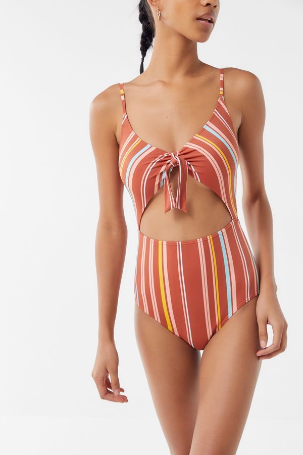 Out From Under Printed Tie-Front One-Piece Swimsuit | Urban Outfitters (US and RoW)