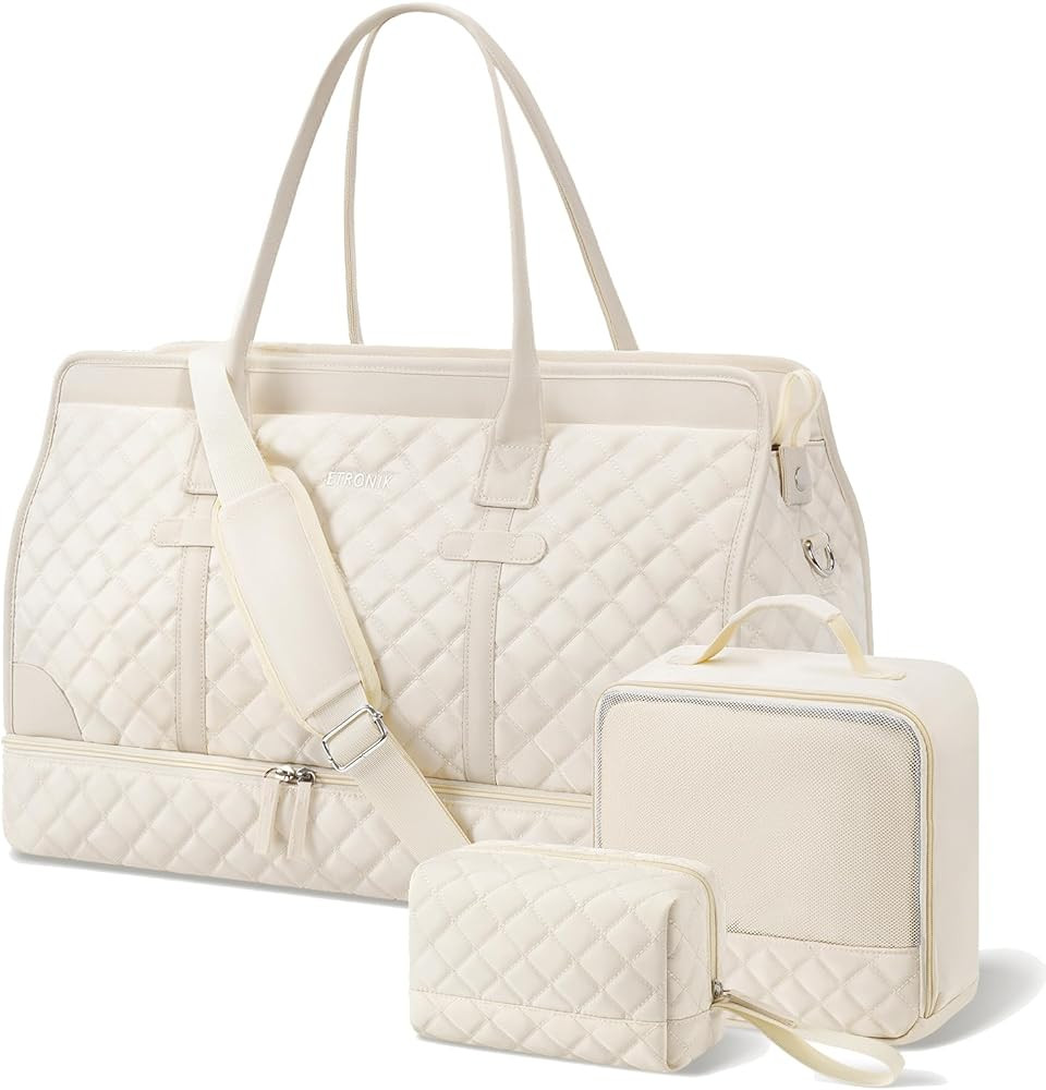 ETRONIK Weekender Overnight Bag for Women, Large Travel Duffle Bag with Shoe Compartment & Wet Po... | Amazon (US)