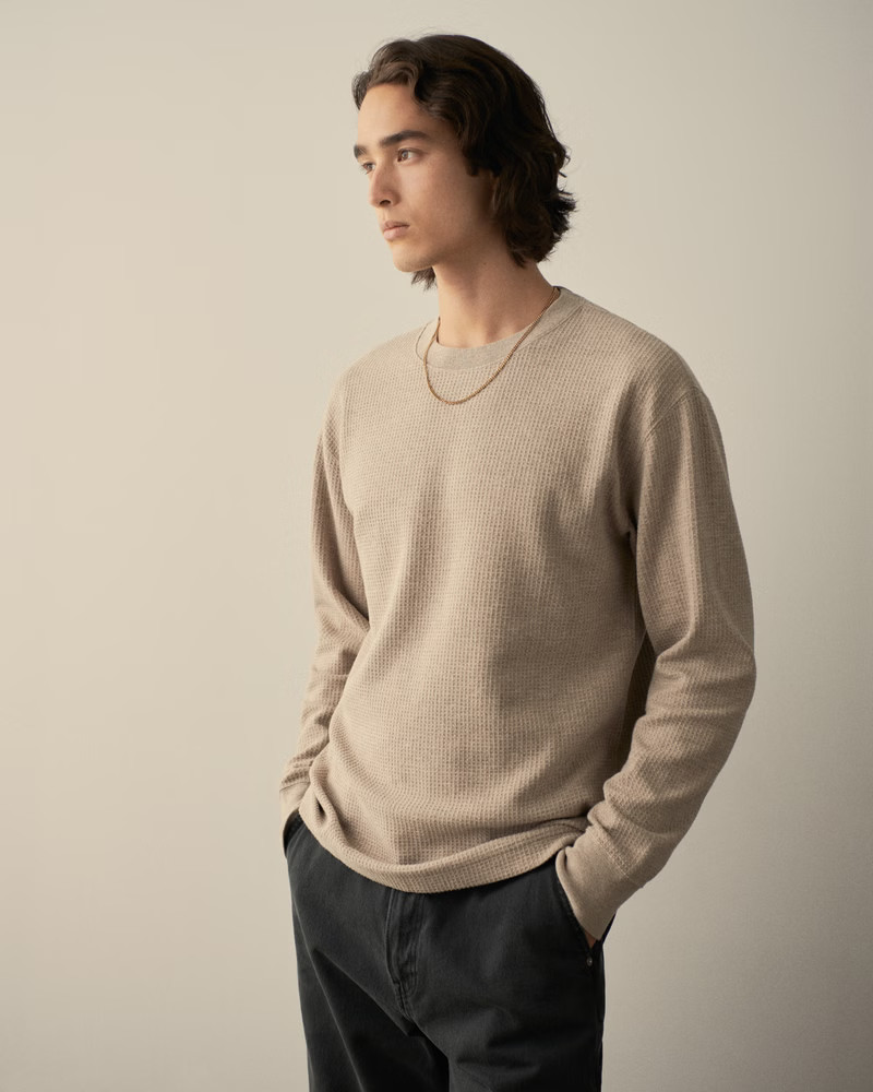 Long-Sleeve Grid Waffle Tee | Abercrombie & Fitch (US)