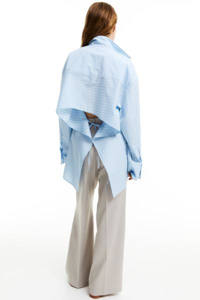 Open-backed Poplin Shirt - Light blue/striped - Ladies | H&M US | H&M (US + CA)
