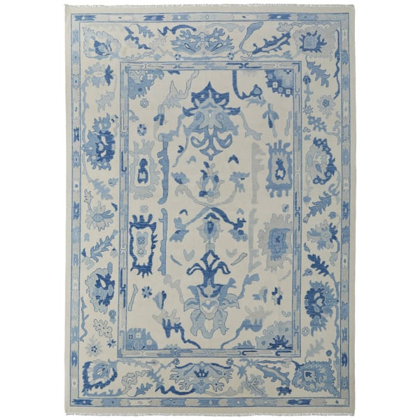 Karina 90969G7F Ivory/Blue Wool Hand-Knotted Area Rug | Rugs Direct