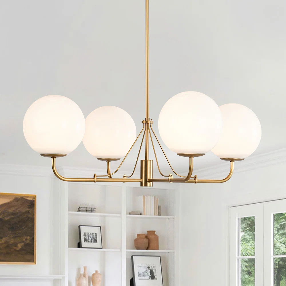 4-light Dimmable Opal Glass Globe Chandelier | Wayfair North America