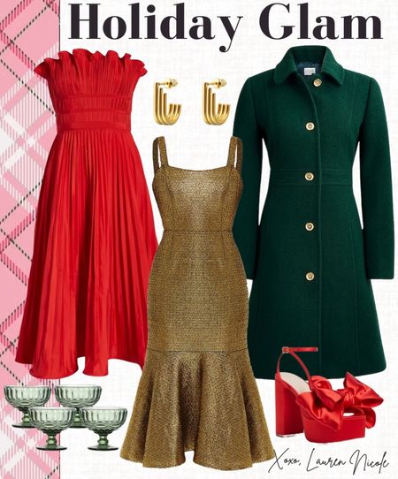 Holiday Party Outfits that won’t break the bank! Keywords: party dress, holiday dress, Christmas party, green coat, bow heels, red heels, amazon holiday finds, gold earrings, gold dress, wedding guest dress, red dress, wedding guest, amazon gift ideas. 



#LTKSeasonal #LTKshoecrush #LTKU #LTKHoliday #LTKover40 #LTKmidsize #LTKwedding #LTKhome