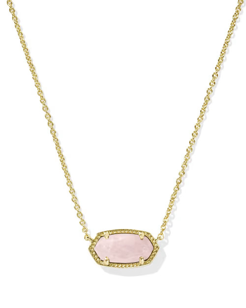Elisa Gold Pendant Necklace in Rose Quartz | Kendra Scott