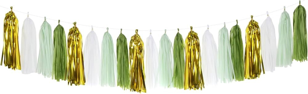 Sage-Olive Green Gold Party-Decorations Tassel-Garland - 20pcs Rustic Wedding Baby Shower Tassels... | Amazon (US)