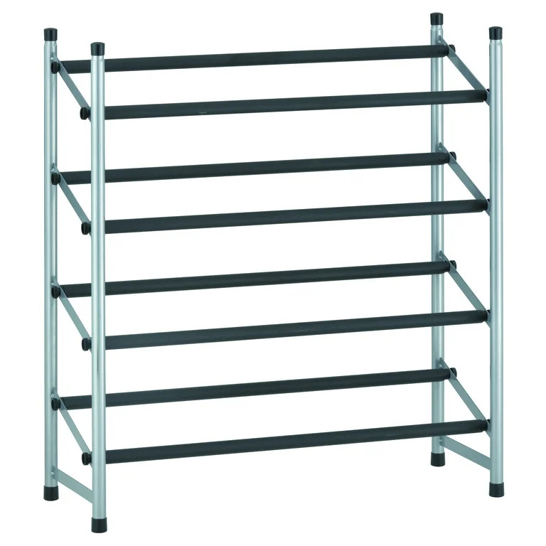 Mainstays 4 Tier Shoe Rack Storage Organizer with Silver Finish, up to 20 Pairs of Shoes - Walmar... | Walmart (US)