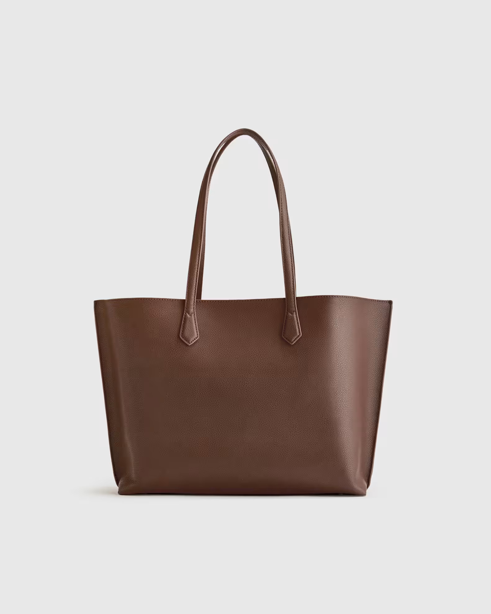 Italian Leather Triple Compartment Shopper Tote in Dark Brown | Quince