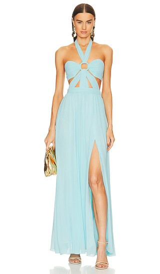 x REVOLVE Cutout Halterneck Maxi Dress in Island Blue | Revolve Clothing (Global)