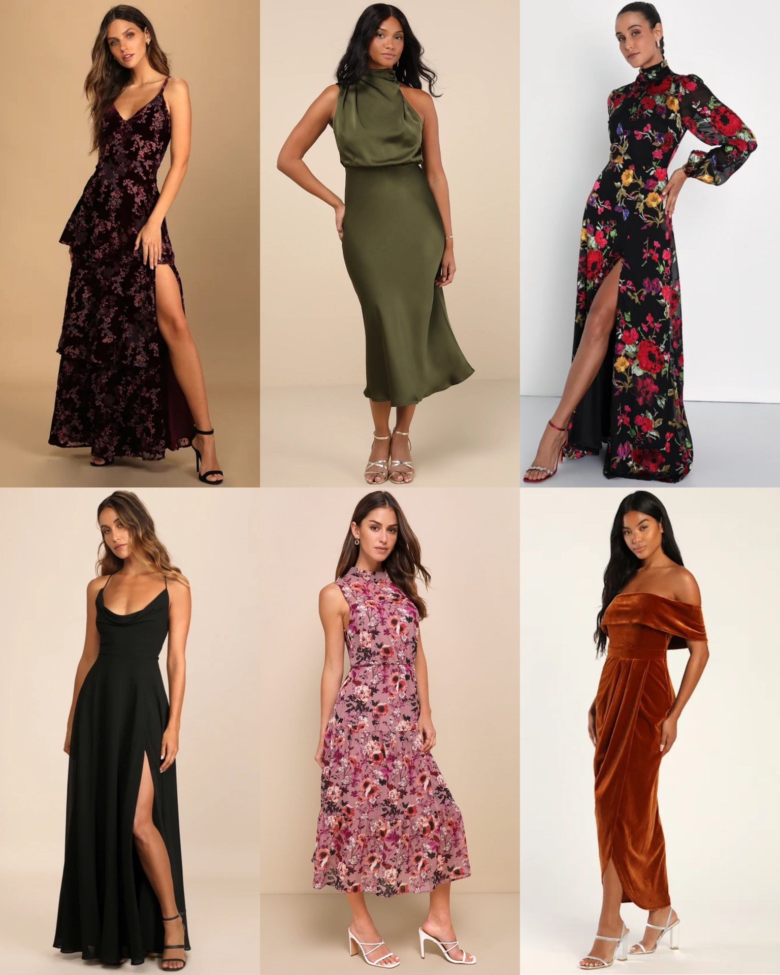Wedding guest dresses for the fall season. Satin and velvet. Maxi dresses. Floral dresses. Under $100. Great for fall trips and other events too. 

#LTKSeasonal #LTKWedding #LTKFindsUnder100