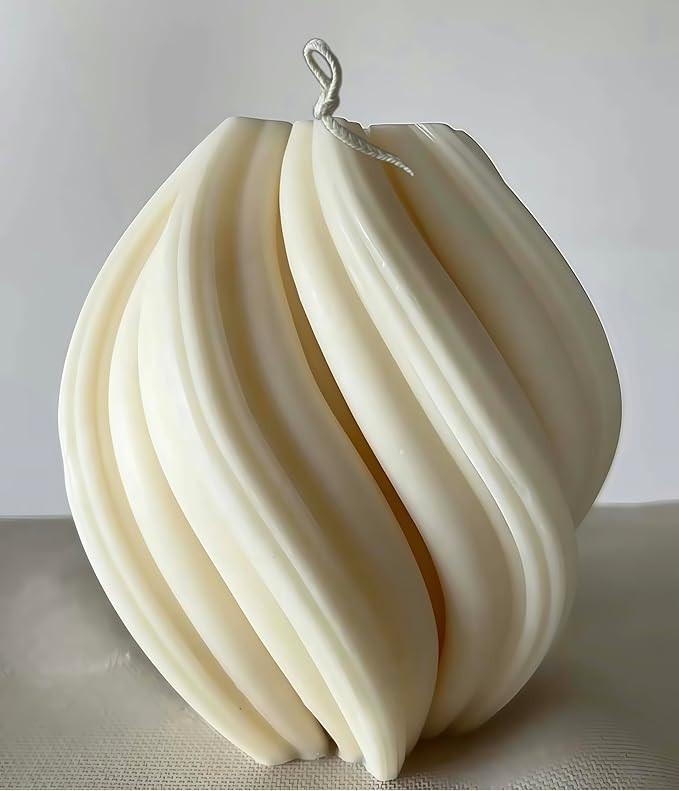 Large Handmade Swirl Soy Candle - Elegant Spiral Design Scented Pillar Candle, Perfect Housewarmi... | Amazon (US)