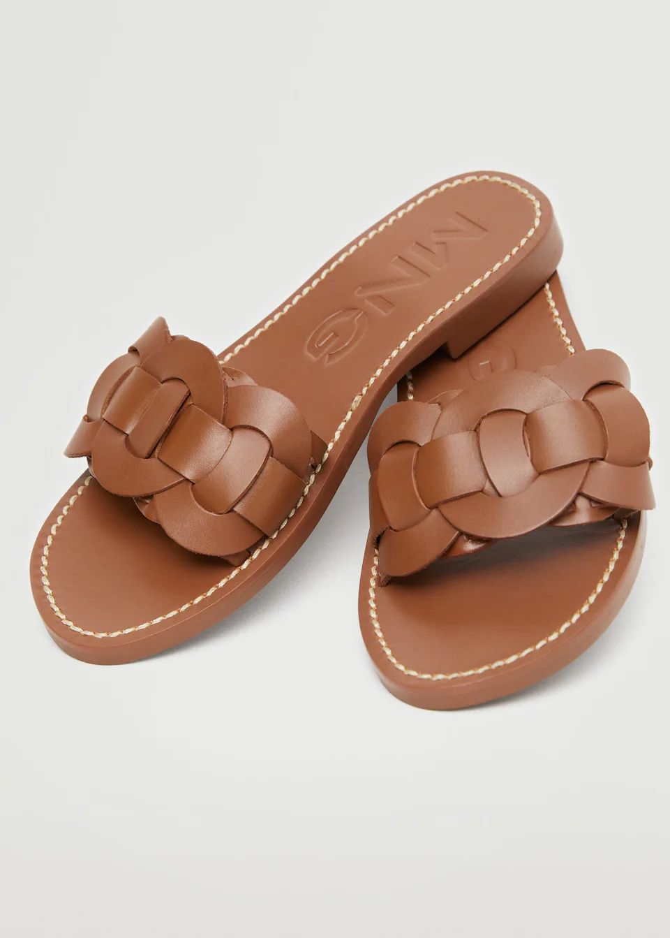 Leather braided sandals | MANGO (US)