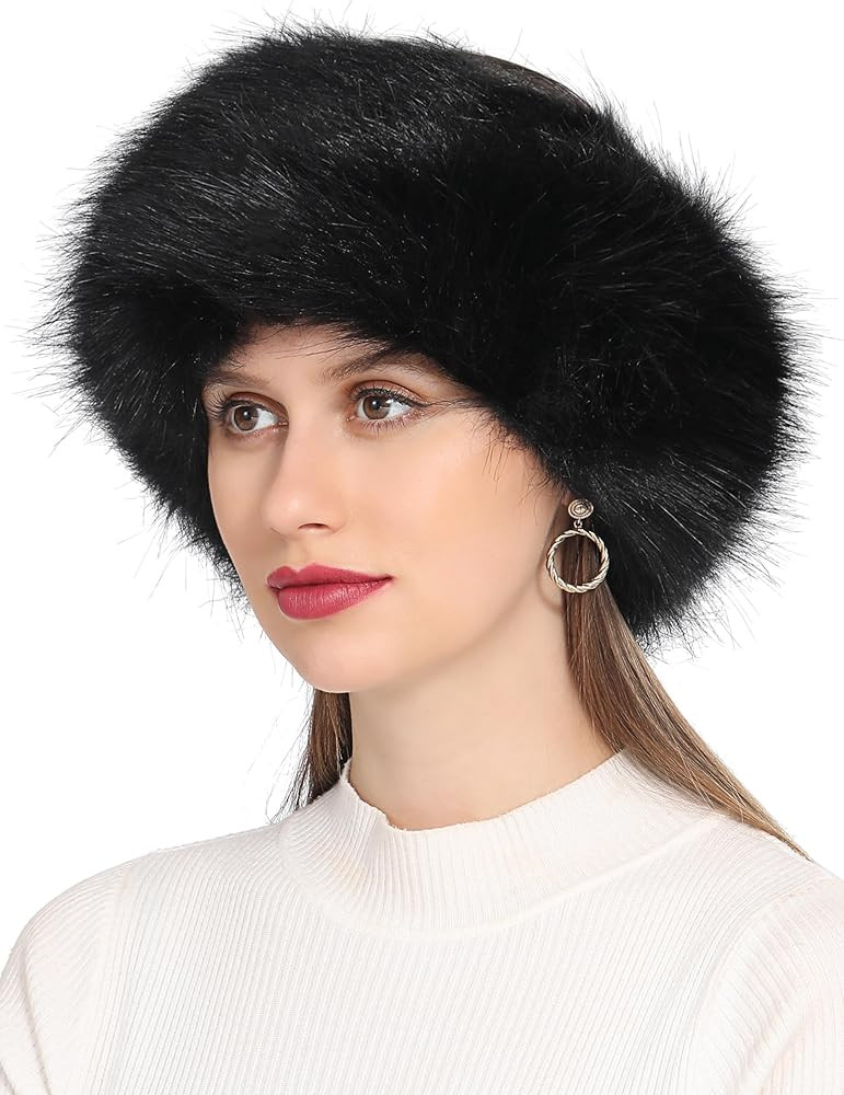 Faux Fur Headband for Women Winter Earwarmer Earmuff with Elastic | Amazon (US)