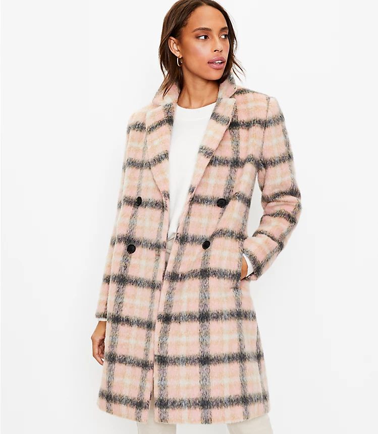 Plaid Double Breasted Coat | LOFT