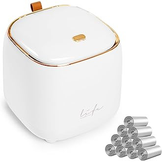 Mini Countertop Trash Can with 5 Rolls of Trash Bags, Waste Can with Press Type Lid, 0.5 Gallon/1... | Amazon (US)