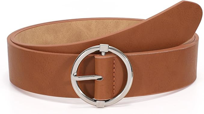 XZQTIVE Women Belts for Jeans Dress Casual Women Leather Belts with O-Ring Buckle 1.42" Width Plu... | Amazon (US)