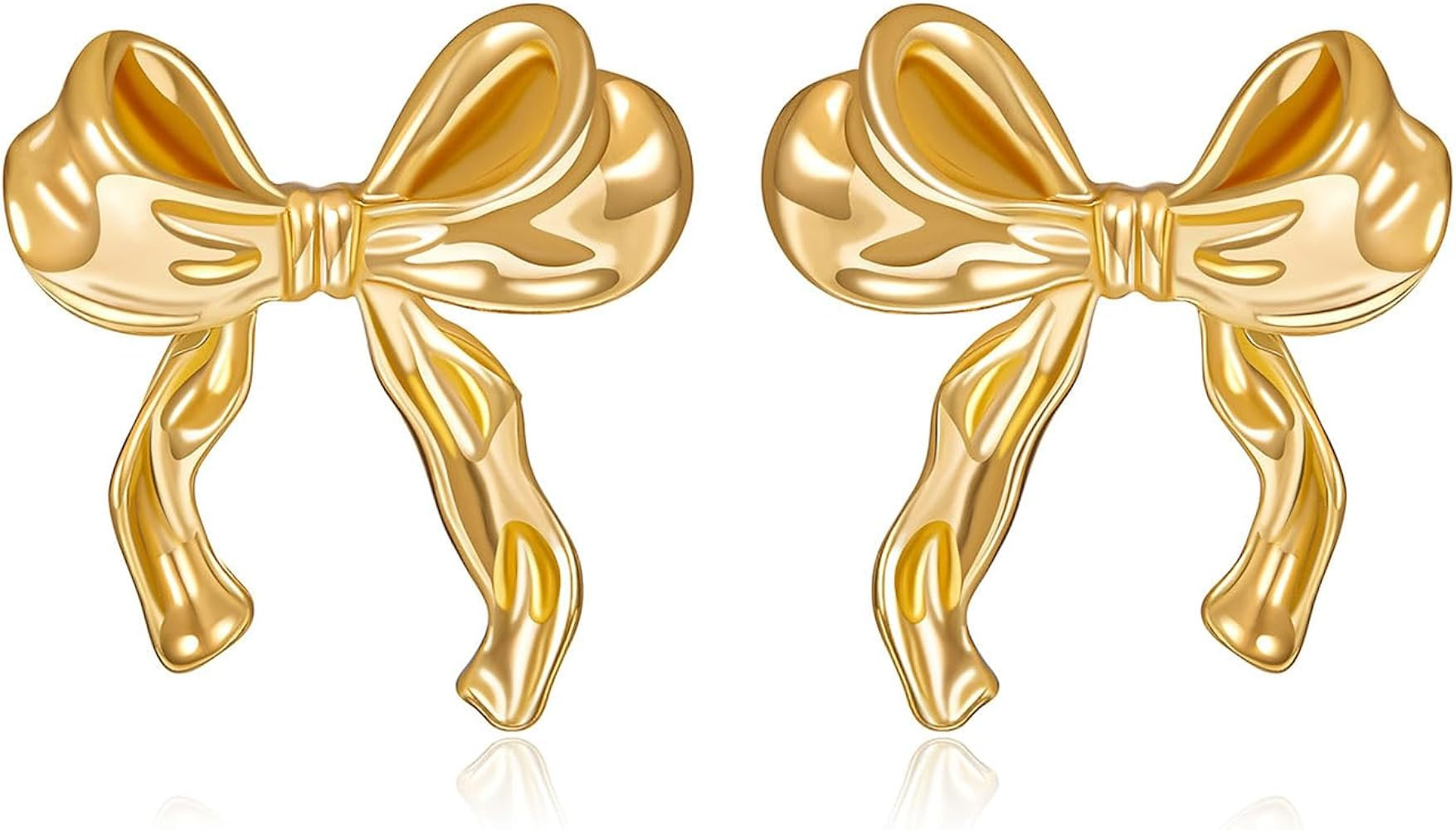 Gold Sliver Bow Earrings for Women Cute Ribbon Earrings Gold Silver Bow Knot Earring Bow Stud Ear... | Amazon (US)