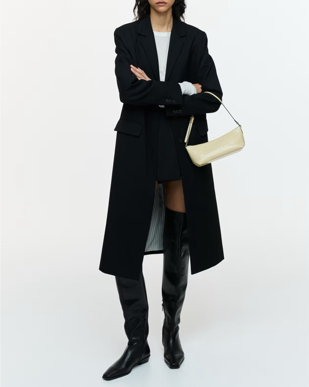 Black long blazer coat 

#LTKSeasonal #LTKFindsUnder100