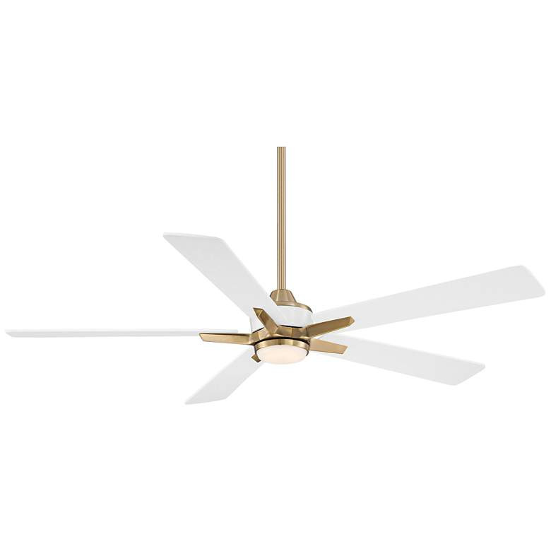 52" Casa Vieja Vegas Nights Soft Brass White LED Remote Ceiling Fan | Lamps Plus