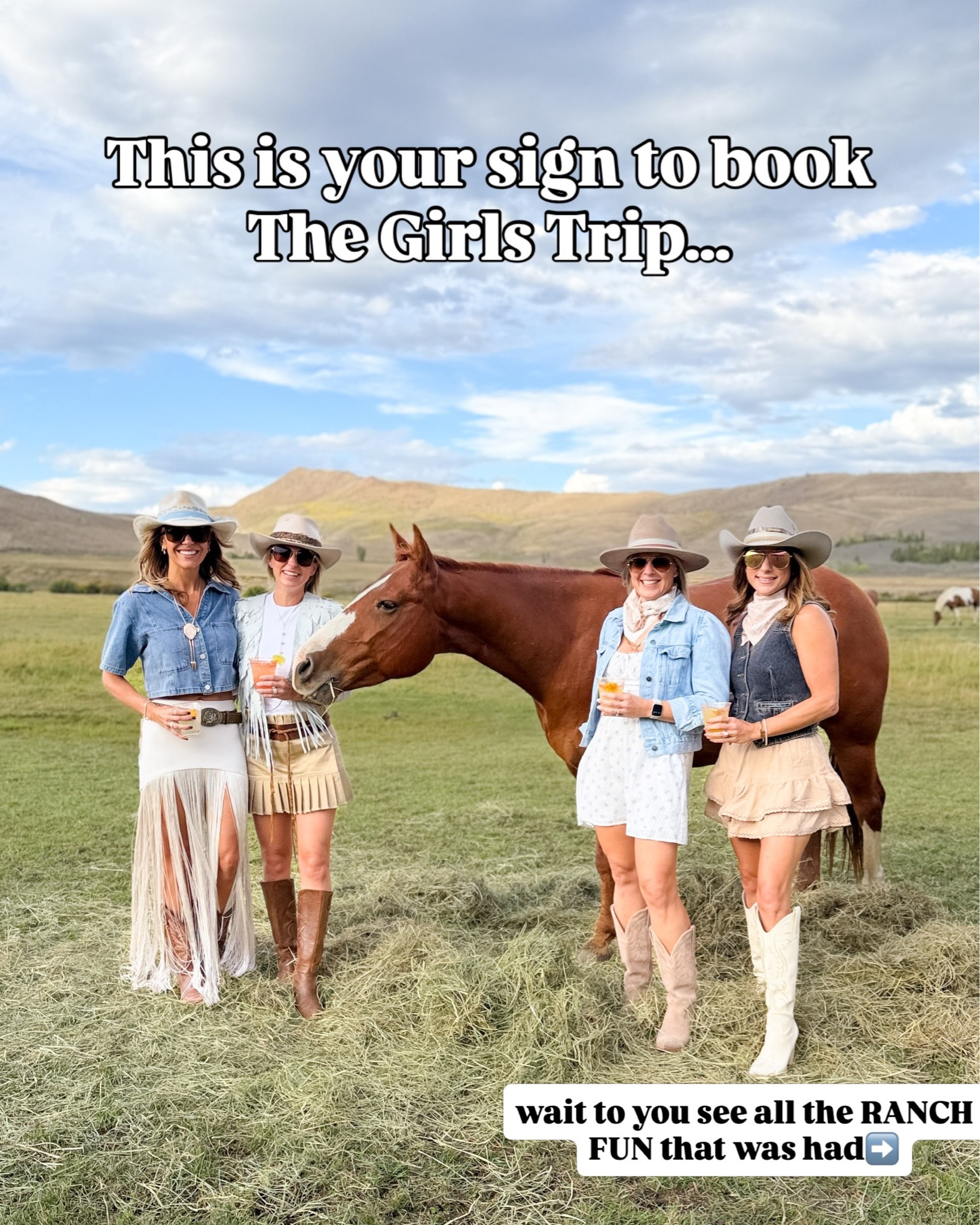 another one in the books 🤠. A week full of girl time, horseback riding, amazing meals and tons of laughs.

C0mment RANCH to shop our looks & to get the blog post about where we stay and all the amenities 

#girlstrip #ladiestrip #ranchtrip