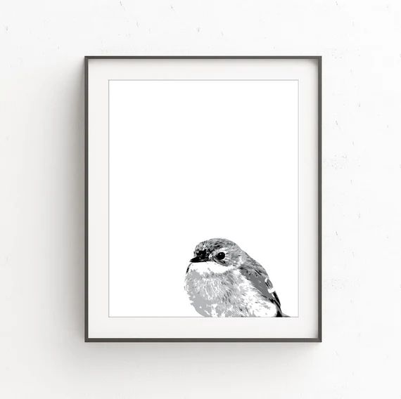 Kids Room Animal Print, Minimalist Black and White Wall Print, Woodland Nursery Wall Print, Bird Nur | Etsy (US)