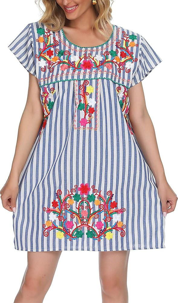 YZXDORWJ Women's Casual Skirt Boho Mexican Peasant Dresse Plus Size XXL Dress | Amazon (US)