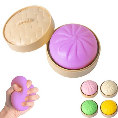 Dumpling Squishy, Mystery Squishy Dumpling Box, Fidget Toys Adults & Teens, Easter Basket Stuffers, Stocking Stuffers, Sensory Stress Ball Squeeze Toys for Stress Relief (Deep Purple) | Amazon (US)